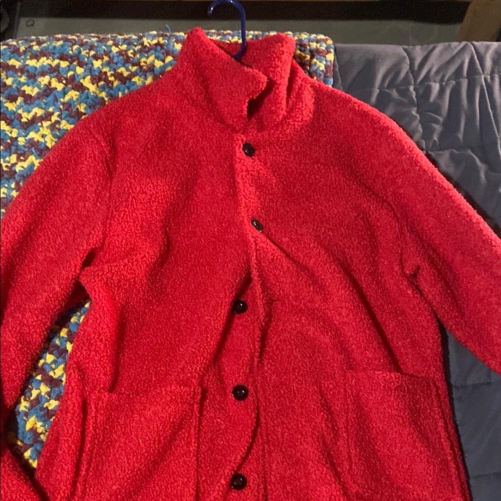 SHEIN Red Fleece Shirt Jacket